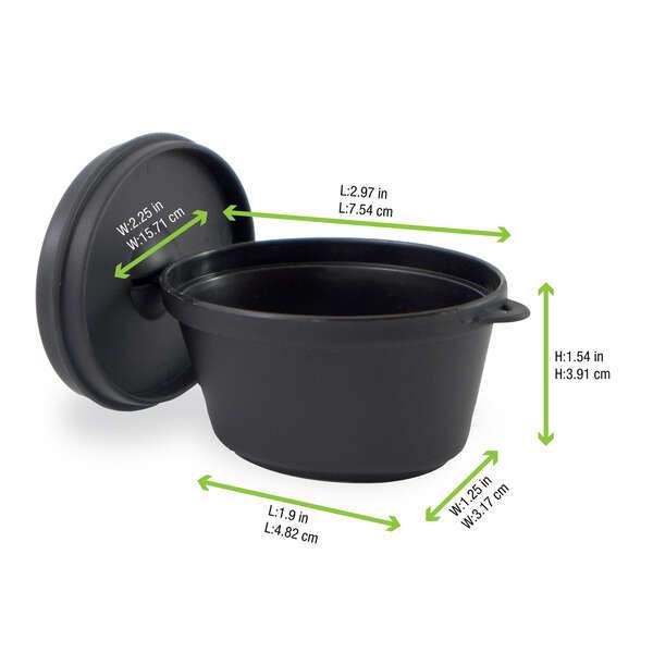 PacknWood 209MBMCOC, 2.5 Oz Mini Black Casserole Dish with Lid, 200/CS