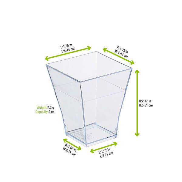 PacknWood 209MBTAITI, 2 Oz "Taiti" Clear Plastic Square Cup, 600/CS