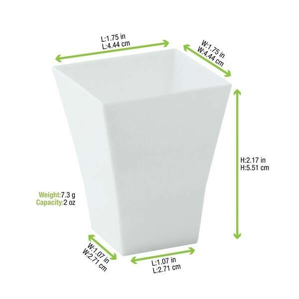 PacknWood 209MBTAITIB, 2 Oz "Taiti" White Plastic Square Cup, 600/CS