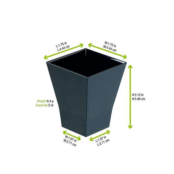 PacknWood 209MBTAITIN, 2 Oz "Taiti" Black Plastic Square Cup, 600/CS