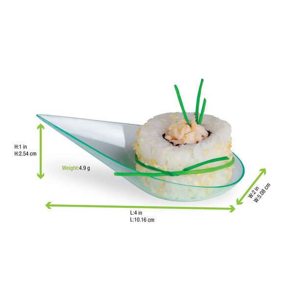 PacknWood 209MBVAIA1, 0.25 Oz "Vaia" Clear Green Plastic Drop Dish, 300/CS