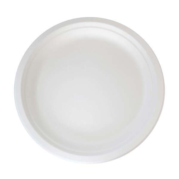 PacknWood 210APU25, 9.5-Inch Dia Sugarcane White Round Plate, 500/CS (Discontinued)