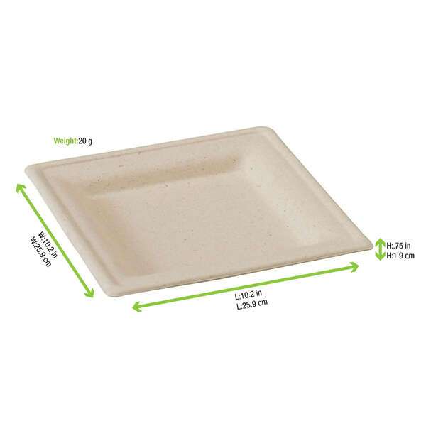 PacknWood 210APU2626ABR, 10.2x10.2x0.75-Inch Square Brown Sugarcane Plate, 250/CS (Discontinued)