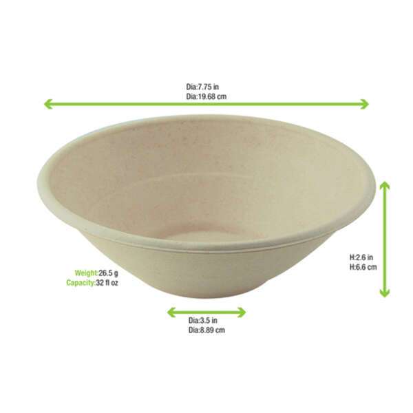 PacknWood 210APUPK40BR, 40 Oz Round Brown Sugarcane Bowl, 250/CS (Discontinued)