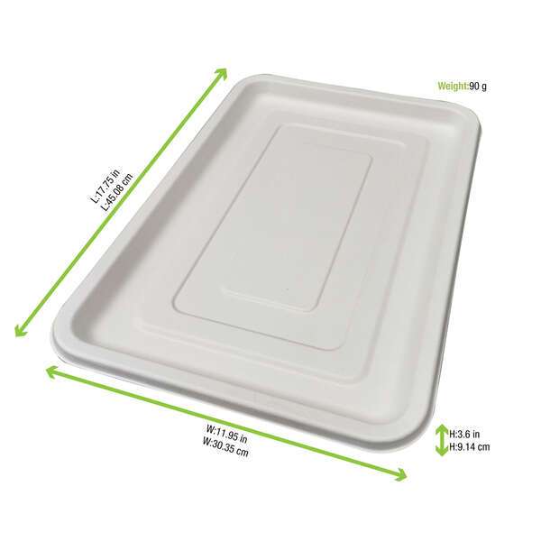 PacknWood 210APUR4732, 17.75x11.95x0.8-Inch White Sugarcane Platter, 24/CS (Discontinued)