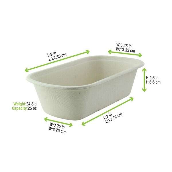 PacknWood 210APUREC1000BR, 34 Oz 9x5.25x2.6-Inch Brown Sugarcane Container, 250/CS