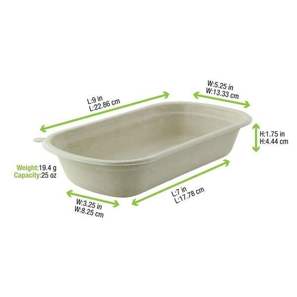 PacknWood 210APUREC750BR, 25 Oz 9x5.25x1.75-Inch Brown Sugarcane Container, 250/CS
