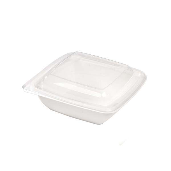 PacknWood 210APUSCB750, 25 Oz 7.3x7.3x1.8-Inch Square White Sugarcane Salad Bowl, 300/CS (Discontinued)