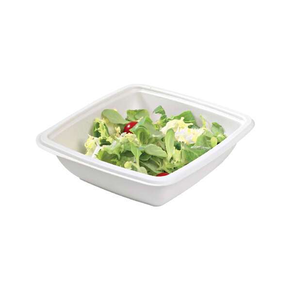 PacknWood 210APUSCB750, 25 Oz 7.3x7.3x1.8-Inch Square White Sugarcane Salad Bowl, 300/CS (Discontinued)