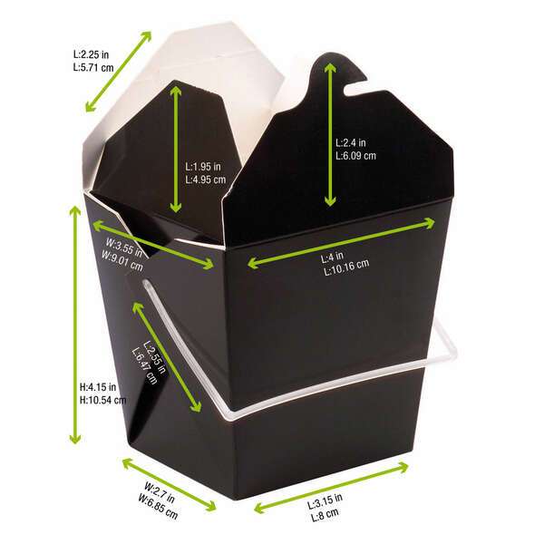 PacknWood 210ASPAIL33N, 32 Oz 4x3.55x4.15-Inch Black Take Out Box with Handle, 450/CS