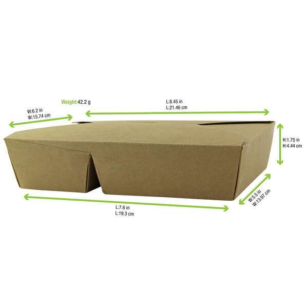 PacknWood 210B2C22K, 8.45x6.2x1.75-Inch 2-Compartment Kraft Cardboard Meal Box, 200/CS