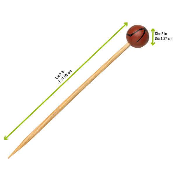 PacknWood 210BBBASK12, 4.7-Inch Bamboo Basketball Skewers, 1000/CS