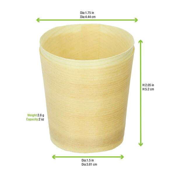 PacknWood 210BBCUP42, 2 Oz Mini Wooden Cup, 250/CS