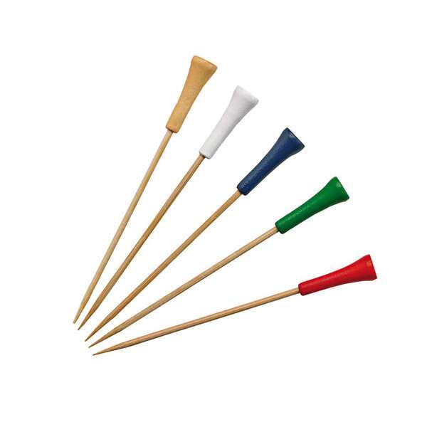 PacknWood 210BBGOLF12, 4.75-Inch Bamboo Golf Tee Skewers (Assorted Colors), 1000/CS