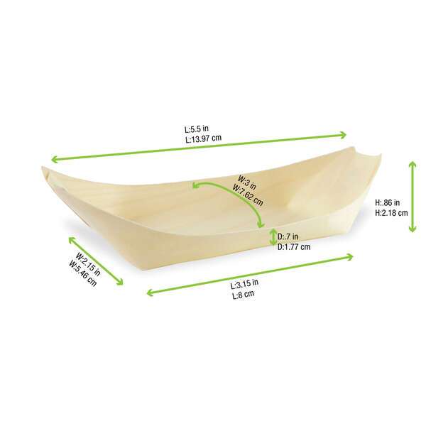 PacknWood 210BBOIS146, 5.5x3x0.86-Inch Medium Wooden Boat, 500/CS