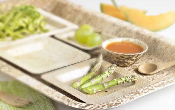 PacknWood 210BBOUA20, 8x5.5x0.45-Inch Rectangular Bamboo Leaf Double Layer Plate, 100/CS