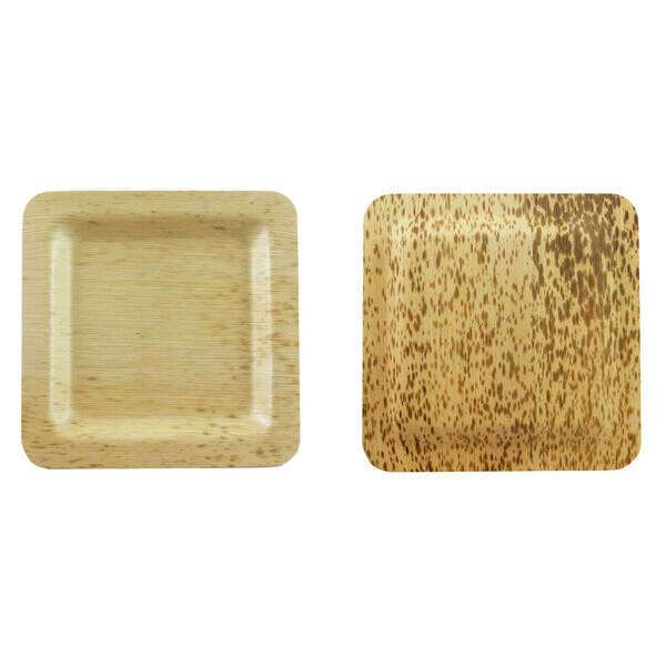 PacknWood 210BBOUA9, 3.5x3.5-inch Square Bamboo Leaf Double Layer Plate, 100/PK