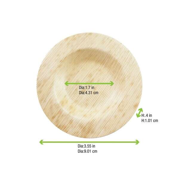 PacknWood 210BBOUDISK, 3.55-Inch Dia Bamboo Leaf Double Layer Small Plate, 1000/CS