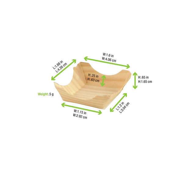 PacknWood 210BBUP12, 1.68x1.6x0.65-Inch "Pin Up" Wooden Square Plate, 250/CS