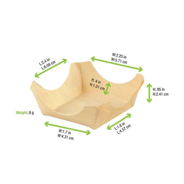 PacknWood 210BBUP22, 2.4x2.25x0.95-Inch "Pin Up" Wooden Square Plate, 250/CS