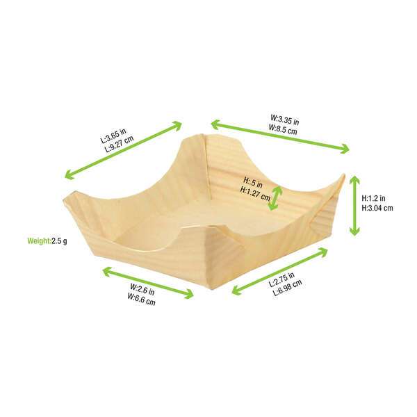 PacknWood 210BBUP32, 3.35x3.65x1.2-Inch "Pin Up" Wooden Square Plate, 250/CS