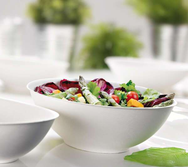 PacknWood 210BCHIC1500, 44-Oz Bio'n'Chic Oval Sugarcane Bowl, White, 100/CS