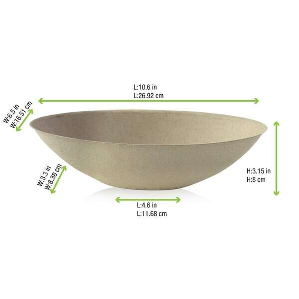 PacknWood 210BCHIC1500BR, 51 Oz Bio'n'Chic Brown Oval Sugarcane Bowl, 100/CS