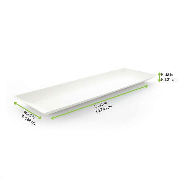 PacknWood 210BCHIC279, 10.8x3.5x0.48-Inch "Bio n Chic" White Sugarcane Plate, 100/CS