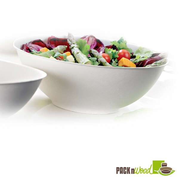 PacknWood 210BCHIC750, 24-Oz Bio'n'Chic Oval Sugarcane Bowl, White, 250/CS