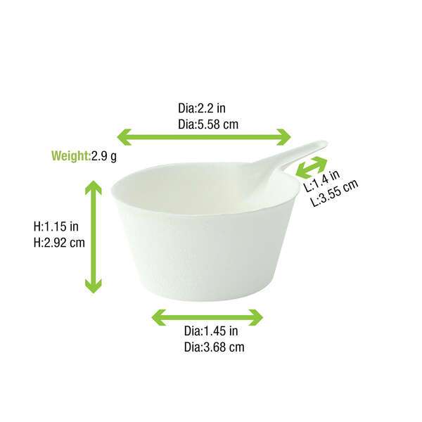 PacknWood 210BCHICDPAD, 2.2x1.15-Inch "Bio n Chic" White Sugarcane Pan Dish, 300/CS