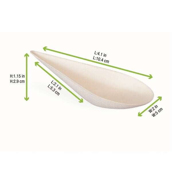 PacknWood 210BCHICDROP, 0.5 Oz "Bio n Chic" Drop Shaped White Sugarcane Dish, 300/CS (Discontinued)