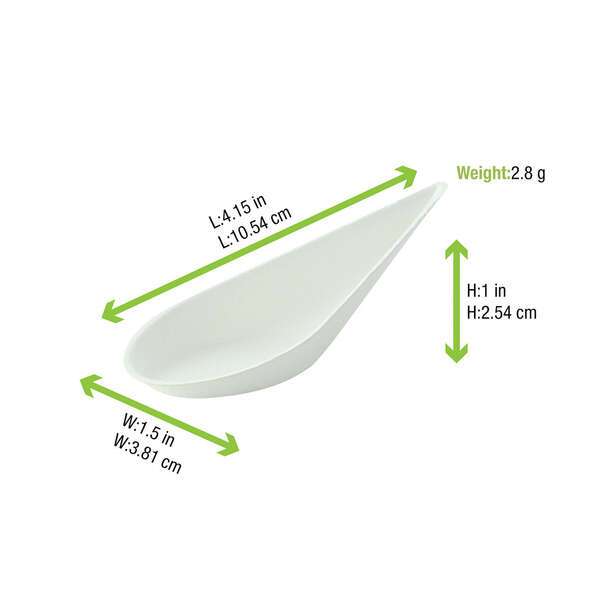 PacknWood 210BCHICSPM, 4.15-Inch "Bio n Chic" White Sugarcane Spoon Dish, 300/CS