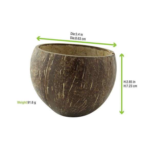 PacknWood 210BCOCO400, 11.8-17 Oz Round Unpolished Coconut Bowl, 48/CS