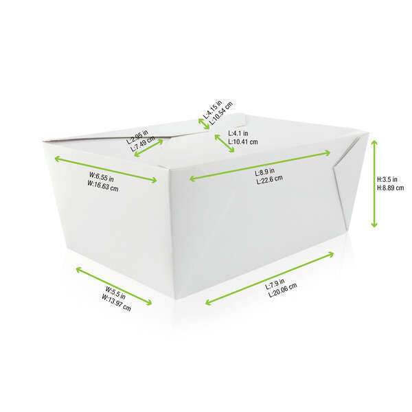 PacknWood 210BIO4, 8.9x6.55x3.5-Inch White Take-Out Meal Box, 160/CS