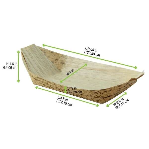 PacknWood 210BJQ22, 9.05x4-Inch 12 Oz Bamboo Leaf Boat, 1200/CS