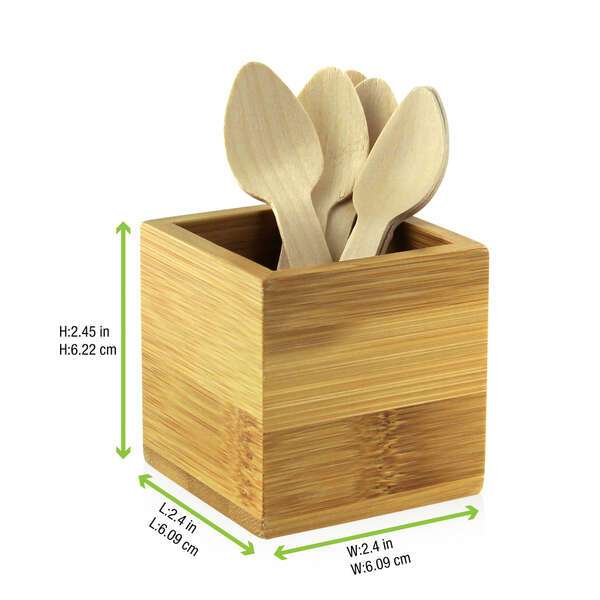 PacknWood 210BMH1, 2.4x2.4x2.45-Inch Bamboo Cutlery and Napkin Holder, 10/CS
