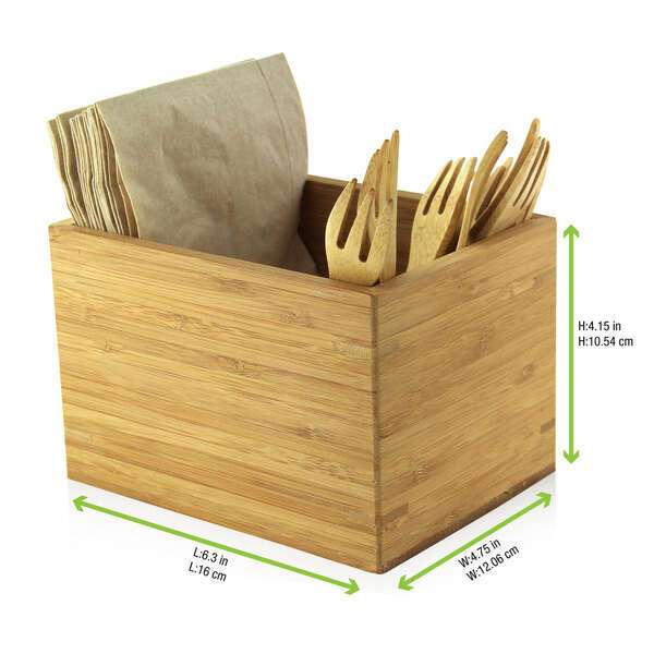 PacknWood 210BMH2, 6.3x4.75x4.15-Inch Bamboo Cutlery and Napkin Holder, 8/CS