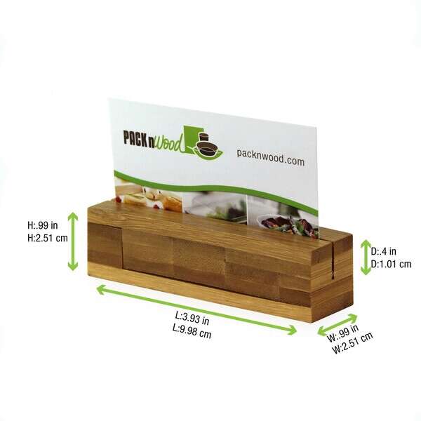 PacknWood 210BSIGN33, 3.93x0.99x0.99-Inch Bamboo Rectangular Cardholder, 100/CS
