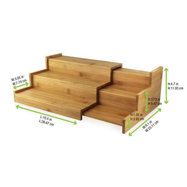 PacknWood 210ВЅLIDE1, 10.5x9.1x4.7-Inch 3 Level Sliding Bamboo Tray, 2/CS