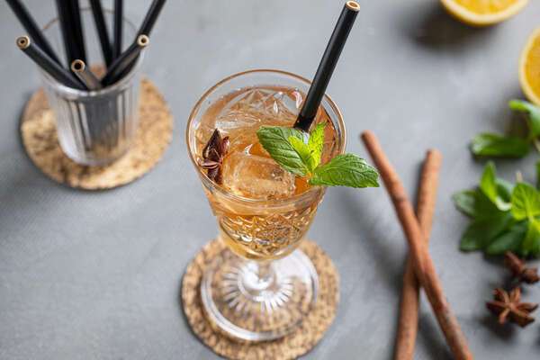 PacknWood 210ВЅTRAW19B, 7.05x0.3-Inch Unwrapped Reusable Black Bamboo Straw, 100/CS