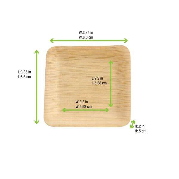 PacknWood 210BVNER35SQ, 3.35x3.35x0.2-Inch Bamboo Veneer Square Plate, 100/CS
