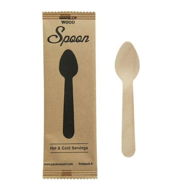 PacknWood 210CCB11W, 4.3-inch Wrapped Mini Wooden Spoon, 500/CS