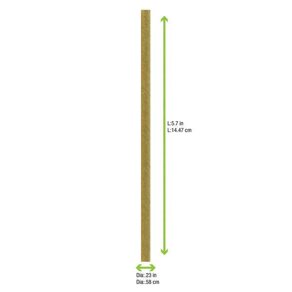 PacknWood 210CHP14KR, 5.7x0.23-Inch Kraft Cocktail Paper Straws - Unwrapped, 3000/CS