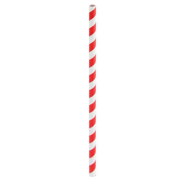 PacknWood 210CHP14RT, 5.7x0.23-Inch Red & White Striped Cocktail Paper Straws - Unwrapped, 3000/CS