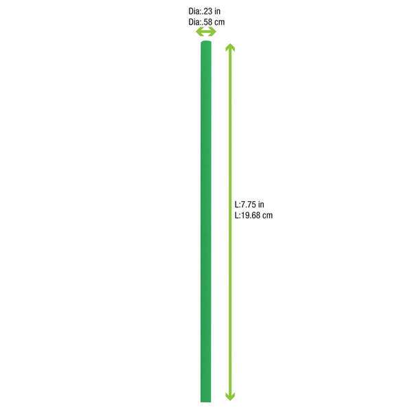 PacknWood 210CHP19FG, 7.75x0.23-Inch Solid Green Paper Straws - Unwrapped, 3000/CS