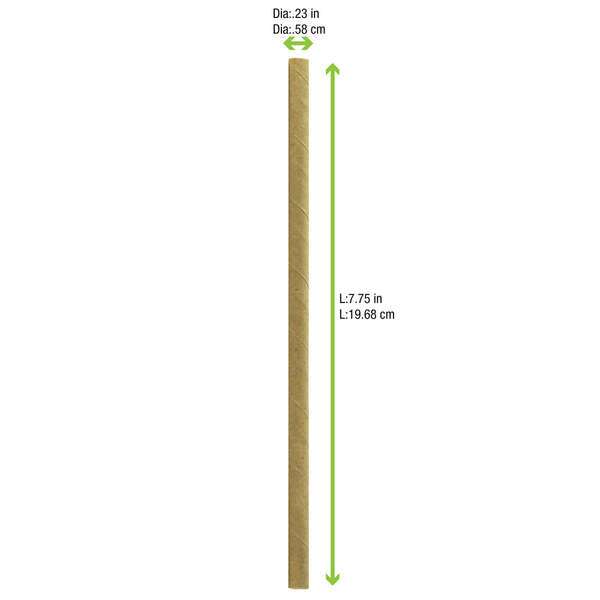 PacknWood 210CHP19KR, 7.75x0.23-Inch Kraft Paper Straws - Unwrapped, 3000/CS