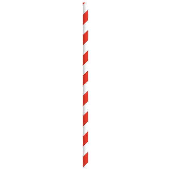 PacknWood 210CHP19R, 8.3-inch Red Striped Paper Straws Unwrapped, 3000/CS