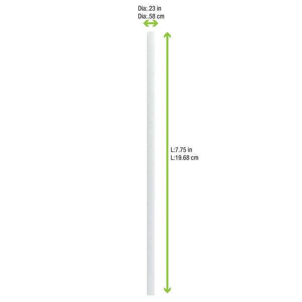 PacknWood 210CHP19WHW, 7.75x0.23-Inch Solid White Paper Straws - Wrapped, 3000/CS