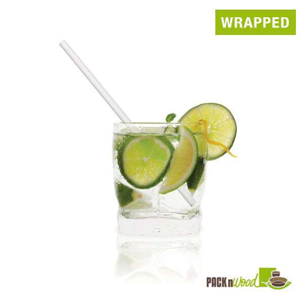 PacknWood 210CHP21WHW, 8.27x0.2-inch White Striped Wax Coated Paper Straws Wrapped, 3000/CS (Discontinued)