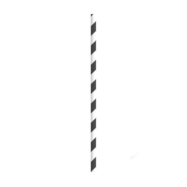 PacknWood 210CHP8BLKT, 7.75-Inch Smoothie Paper Straws with White & Black Stripes - Unwrapped, 3000/CS